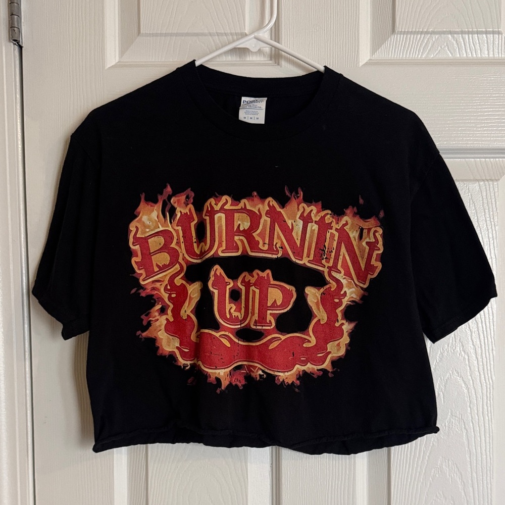 Port and Company Black Crop Top with Red Graphic